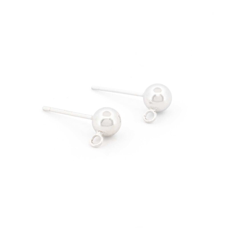 Kugel-Ohrstecker mit Öse aus 925 Silber 2 Stück