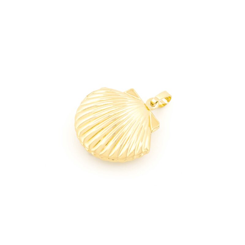 Medaillon als Muschel aus Messing 23 mm in Goldfarben langanhaltend beschichtet