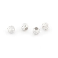 geriffelte Zwischenperlen 4 mm aus Sterling 925 Silber 4...