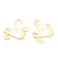Anhänger mit zwei Katzen 32 mm aus Emaille in...