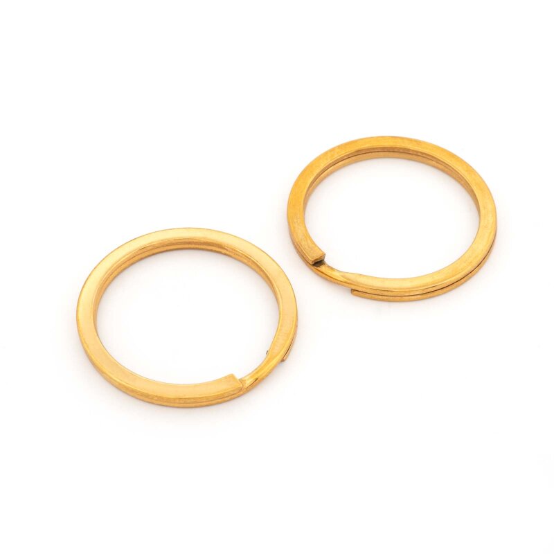 Schlüsselringe aus 304 Edelstahl in Goldfarben ionenplattiert 25 mm 2 Stück