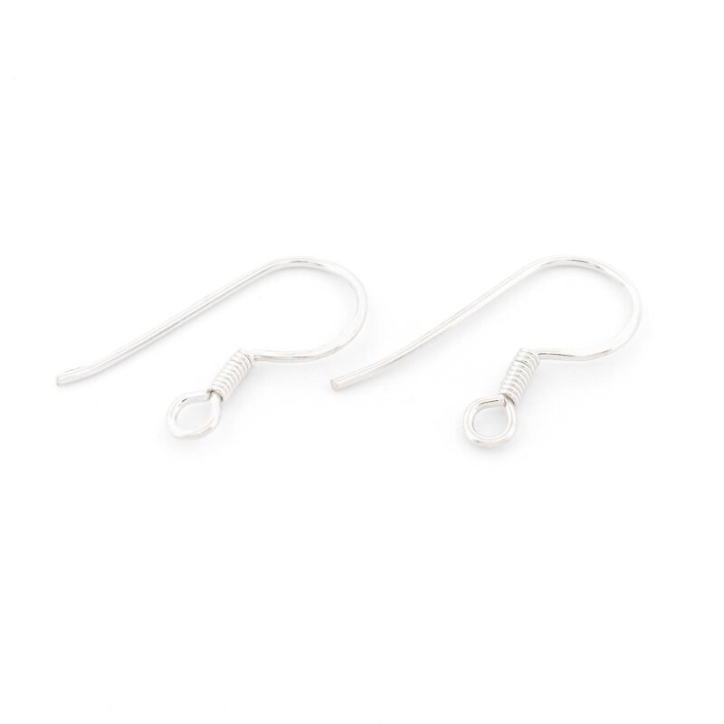 schlichte Ohrhaken 18 mm aus 925er Silber mit Öse 2 Stück