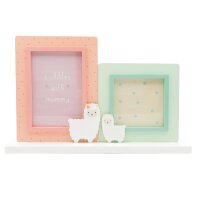 Bilderrahmen mit Lama-Duo in Rosa und Mint