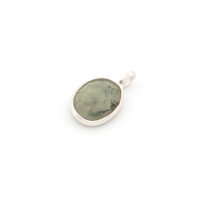 Anhänger aus 925 Silber mit gefasstem Prehnit 13,5 mm