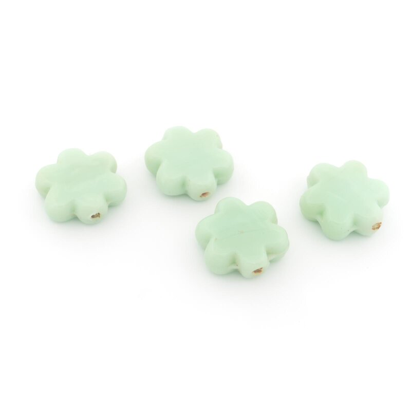 handgemachte Lampworkperlen als Blume in Mint 17 mm 4 Stück