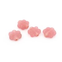 handgefertigte Lampwork-Blumen in dunklem Rosa 17 mm 4...