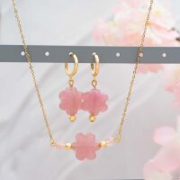 handgefertigte Lampwork-Blumen in dunklem Rosa 17 mm 4...