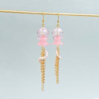 Glasperle als Glockenblume in Rosa 15 mm 2 Stück