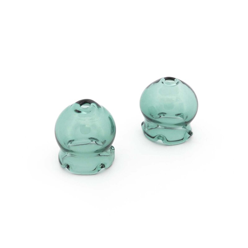 Glockenblumenperle aus Glas in Grau-Grün 15 mm 2 Stück