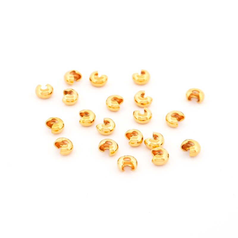 Coverperlen mit 18K Goldbeschichtung, geschlossen 3 mm 20 Stück