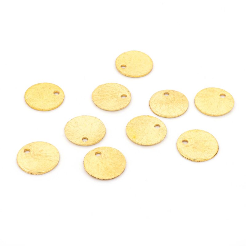 gebürstete Plättchen aus Kupfer goldbeschichtet 10 mm 10 Stück