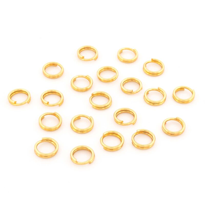 Splitringe aus 304 Edelstahl, 18K vergoldet, 6 mm, 20 Stück