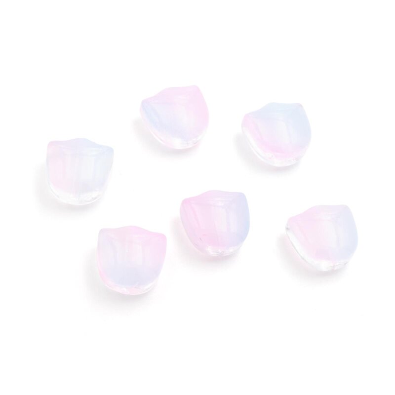 flache Lampworkperlen in Blütenform 9 mm in Hellblau-Rosa 6 Stück
