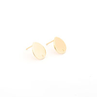 Tropfenförmige Ohrstecker 12 mm aus Messing mit 18K...