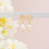 Tropfenförmige Ohrstecker 12 mm aus Messing mit 18K...