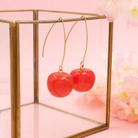 halbgebohrte Acrylperle als Kirsche in Rot 21 mm 4...
