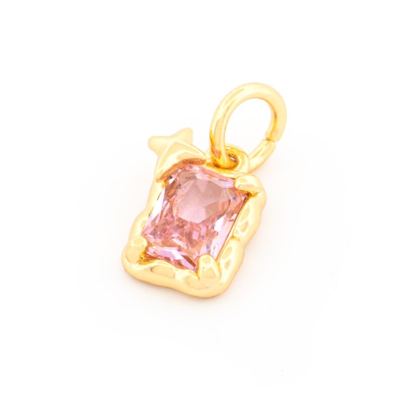 rechteckiger Anhänger mit Zirkonia 18k Goldbeschichtung 1 Stück