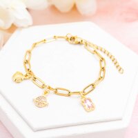 rechteckiger Anhänger mit Zirkonia 18k...