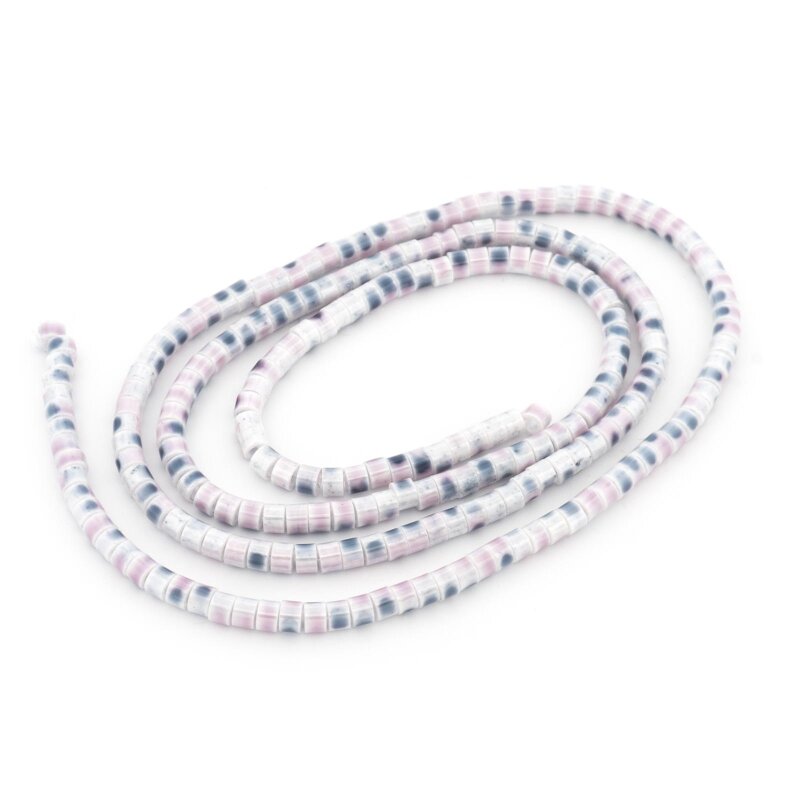 Zweifarbige, glasierte Heishiperlen 2 x 2,5 mm aus Glas 1 Strang mit 225 Perlen
