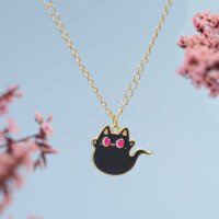 Anhänger Katzengeist aus schwarzer Emaille in...