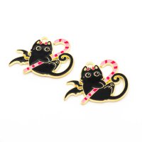 Anhänger schwarze Katze mit Zuckerstange 23 x 31 mm...