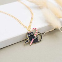 Anhänger schwarze Katze mit Zuckerstange 23 x 31 mm...
