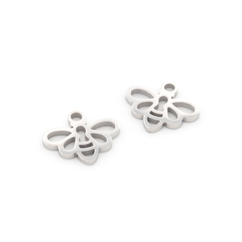 Anhänger Biene aus 316 Edelstahl 11 x 12,5 mm 2 Stück