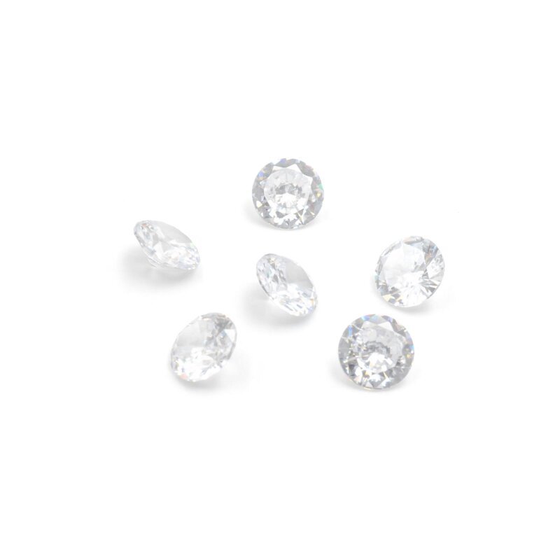 facettierte Zirkonia-Steine klar 6 mm 6 Stück