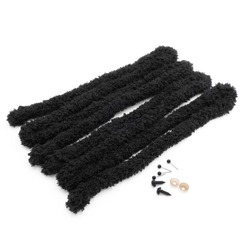 Chenilledraht ≈18 mm für Stofffiguren in Schwarz 1 Meter 2 Stück