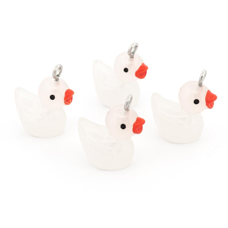 Anhänger Ente 20 mm aus Resin Glow in the Dark 4 Stück