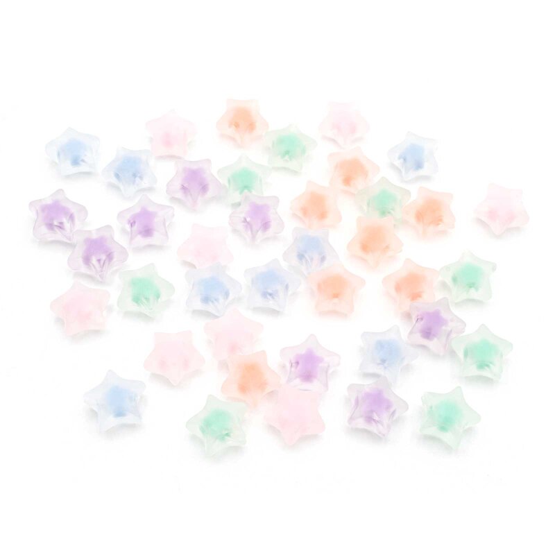 Acrylperlen Stern gefrostet 15 mm Pastell Mix Bead-in-Bead Design 40 Stück