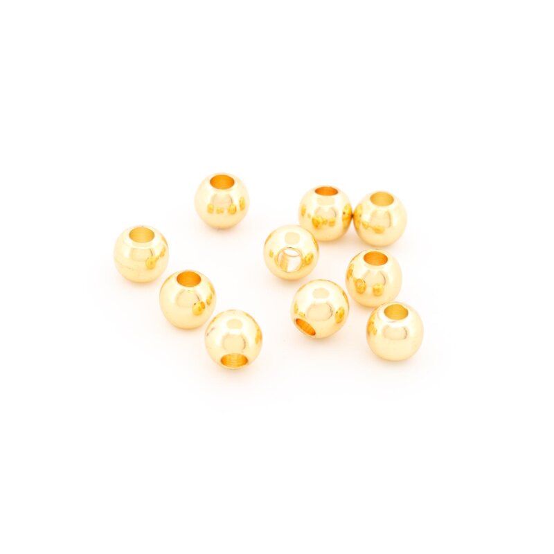 Zwischenperlen 4 mm aus Messing mit 18K Goldbeschichtung 10 Stück