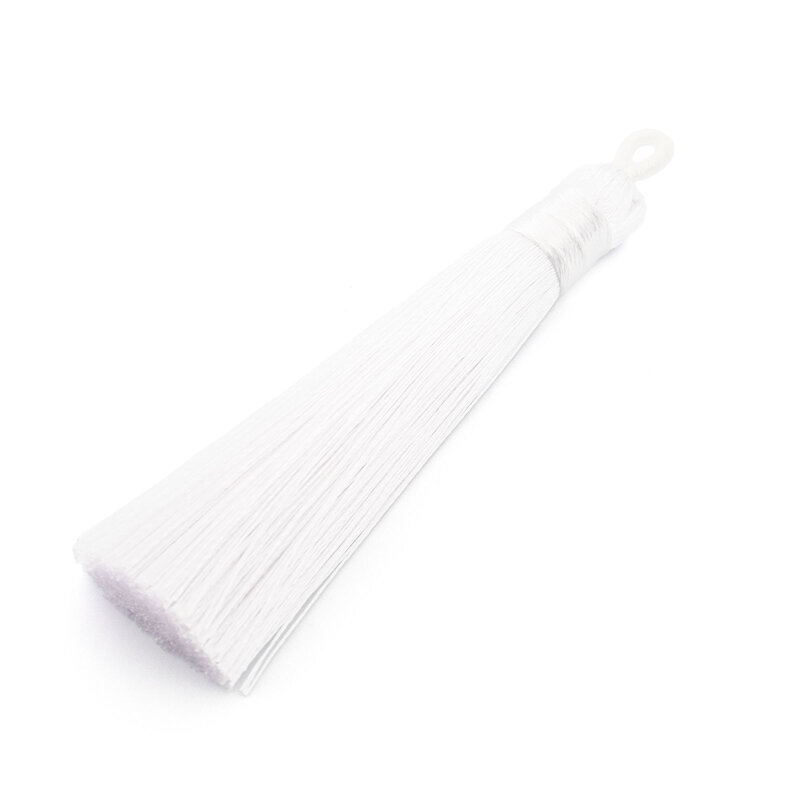glänzende Quasten in Weiß aus Polyester 80 mm 2 Stück
