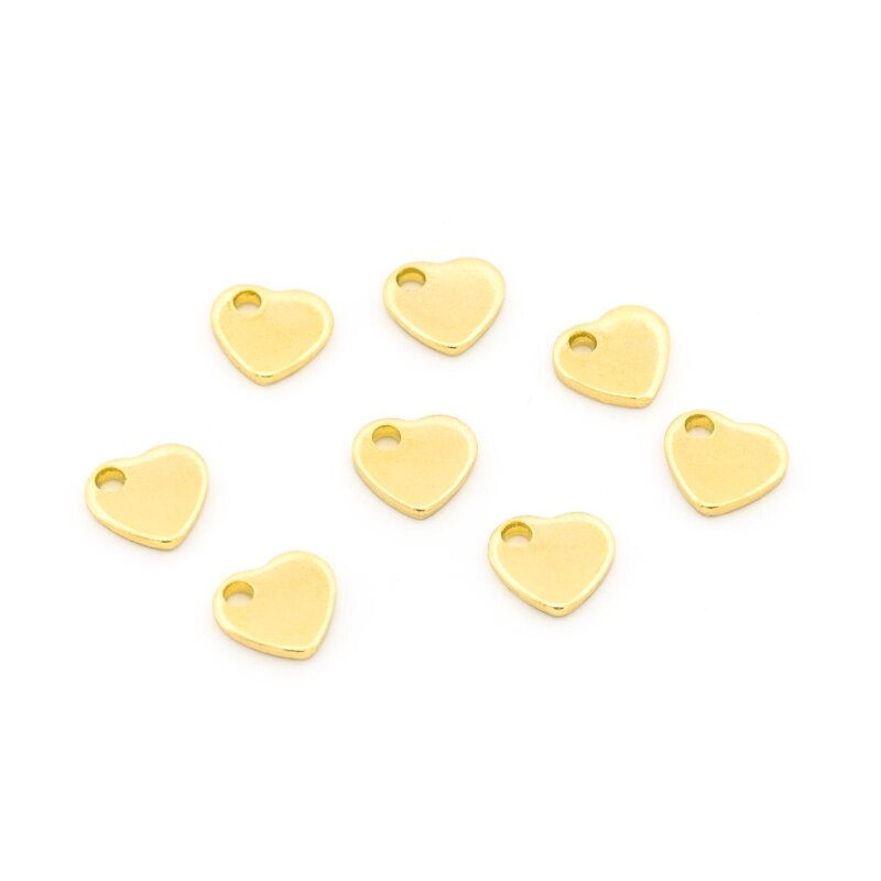 Gravurrohling 5 mm als Herz aus 304 Edelstahl mit 24k Goldbeschichtung 8 Stück
