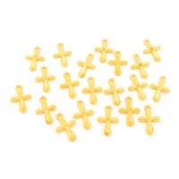 Anhänger Kreuz mit Strasssteinfassung in Goldfarben...