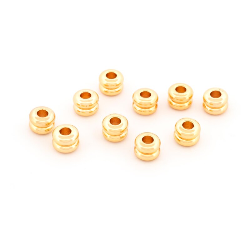 Zwischenperlen 4 mm aus Messing mit 18K Goldbeschichtung 10 Stück