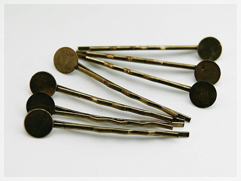 10 Haarklemmen in antik Bronze mit Klebepad