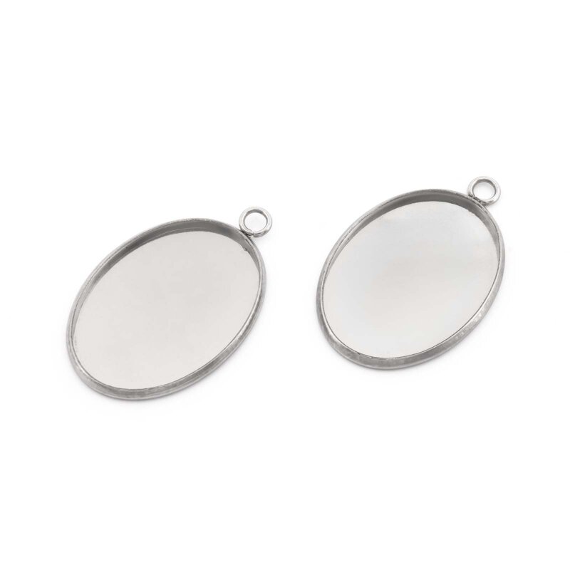 ovale Fassung aus 304 Edelstahl 25 x 18 mm 2 Stück