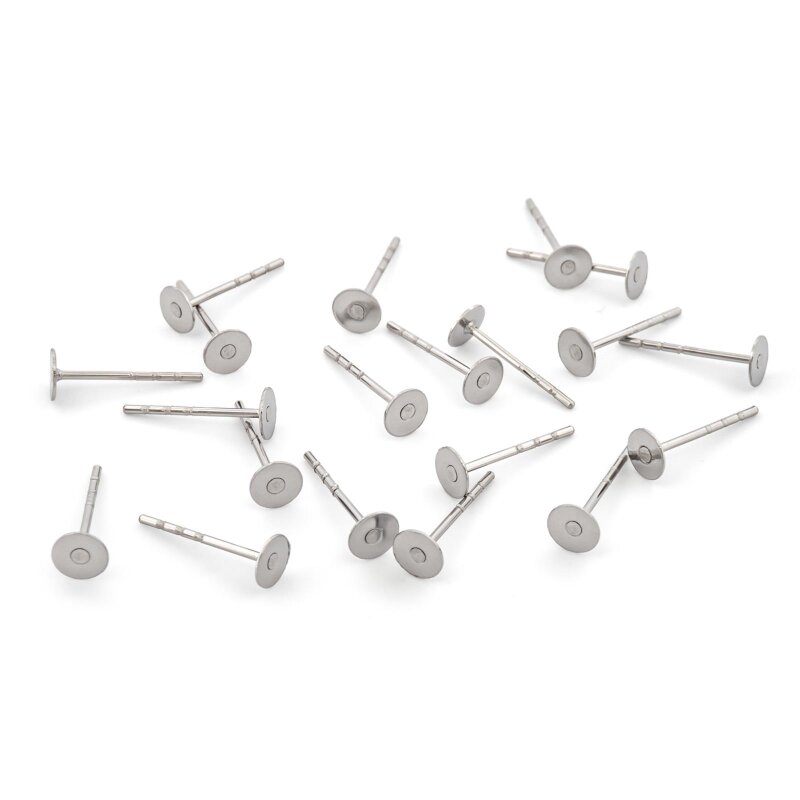 Ohrstecker mit 4 mm Klebepad aus 316 Edelstahl 20 Stück