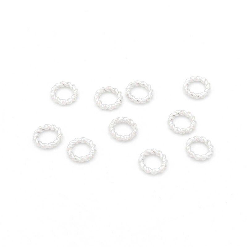 gewundene Binderinge 6 mm aus Messing in Silberfarben 10 Stück