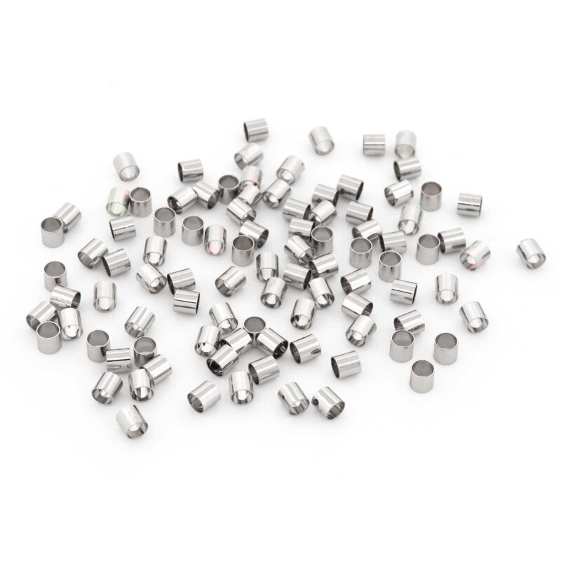 Quetschperlen aus Messing in Platinfarben beschichtet 2,5 x 2,5 mm 100 Stück