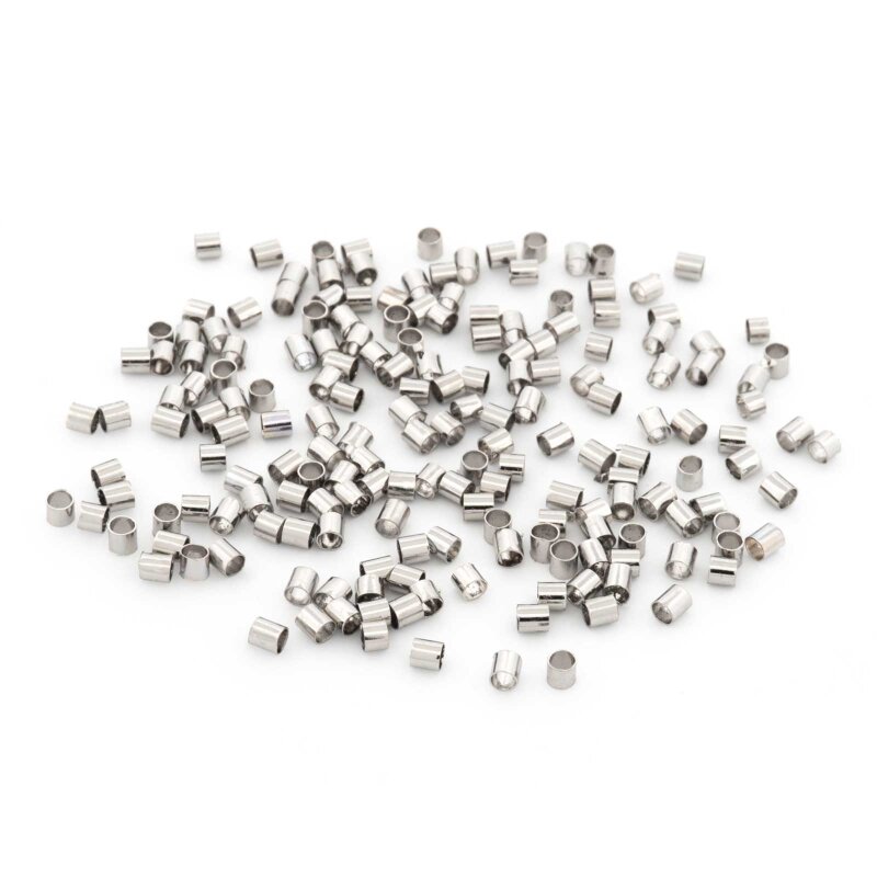 Quetschperlen aus Messing in Platinfarben beschichtet 2 x 2 mm 100 Stück