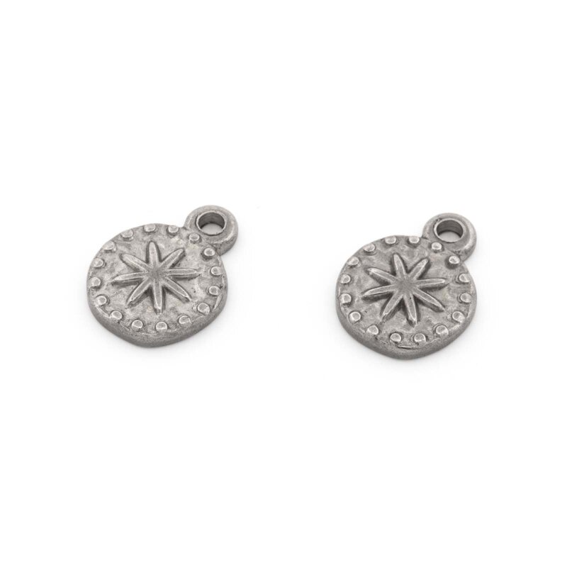 Anhänger mit Sternmotiv aus 304 Edelstahl 13 x 10 mm 2 Stück