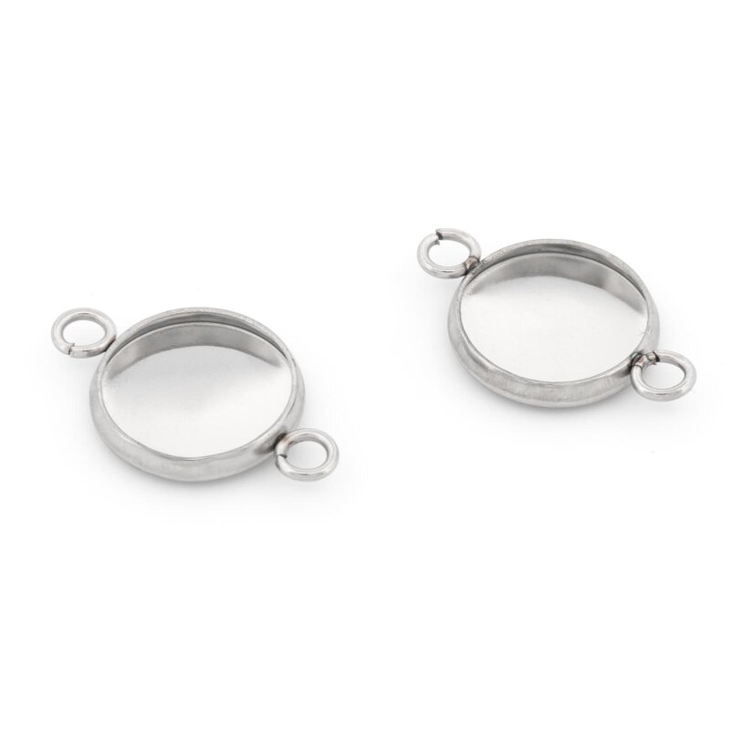 Fassung als Verbinder für 10 mm Cabochons aus 304 Edelstahl 2 Stück