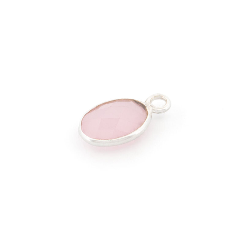 Anhänger mit facettiertem Rosenquarz 12 mm aus 925 Silber