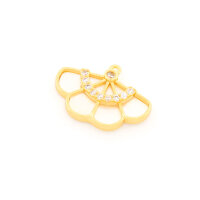 Anhänger Fächer 18 x13 mm - Messing 18k Gold...
