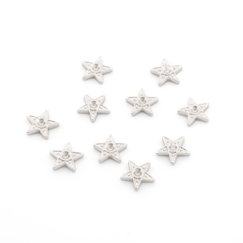 Glasmedaillon-Einleger Sterne 6 mm mit Strasssteinfassung aus Messing 10 Stück