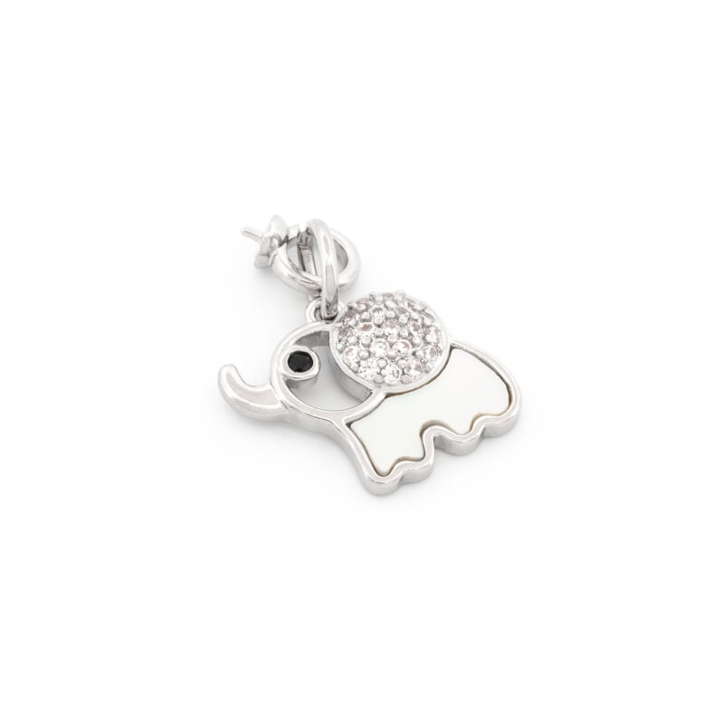Anhänger Elefant 13 mm - Messing in Platinfarben ionenbeschichtet