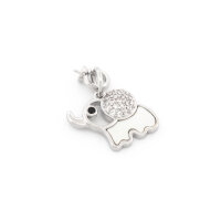 Anhänger Elefant 13 mm - Messing in Platinfarben...