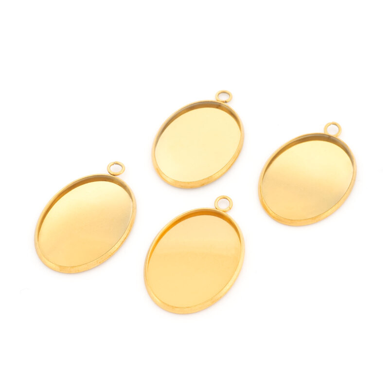 ovale Fassung aus 304 Edelstahl in Goldfarben ionenbeschichtet für 25 x 18 mm Cabochons 2 Stück